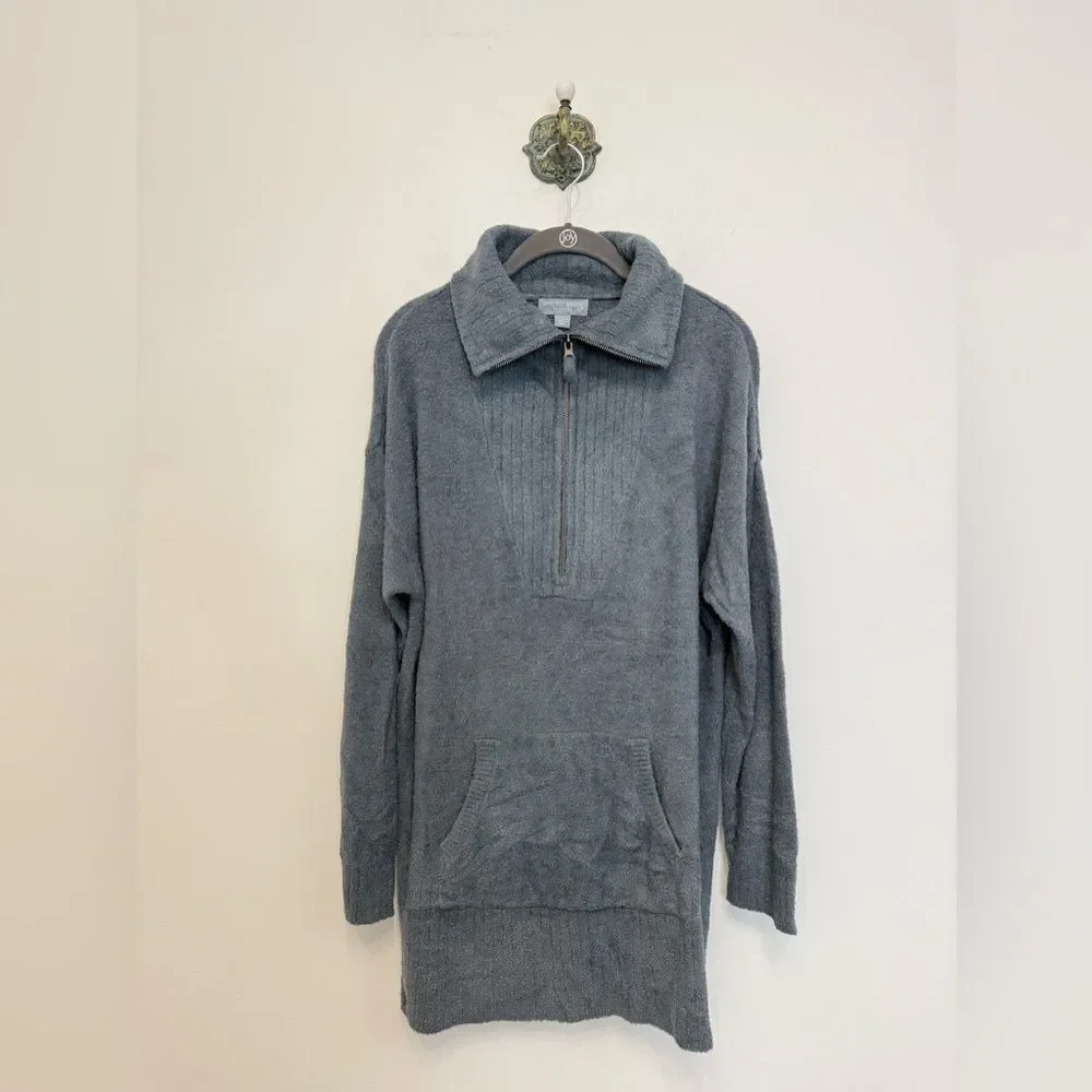 Barefoot Dreams Cozychic Lite Blue Gray Half Zip Tunic Sweater Women’s Large